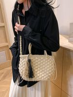 Women's Braid Solid Color Classic Style Weave Sewing Thread String Straw Bag main image 2