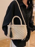 Women's Braid Solid Color Classic Style Weave Sewing Thread String Straw Bag main image 3