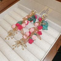 1 Pair Elegant Sweet Flower Patchwork Arylic Drop Earrings sku image 1
