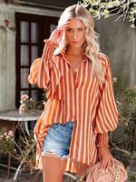 Women's Blouse Long Sleeve Blouses Printing Pocket Elegant Stripe Solid Color main image 3