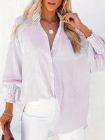 Women's Blouse Long Sleeve Blouses Printing Pocket Elegant Stripe Solid Color main image 5
