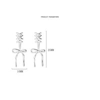 1 Paire Style Simple Noeud D'Arc Placage Incruster Argent Sterling Zircon Boucles D'oreilles main image 2