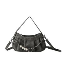 Women's Medium Pu Leather Solid Color Streetwear Square Zipper Shoulder Bag sku image 1
