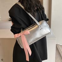 Women's Medium Pu Leather Solid Color Vintage Style Streetwear Bowknot Square Zipper Underarm Bag main image 3