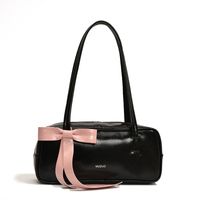 Women's Medium Pu Leather Solid Color Vintage Style Streetwear Bowknot Square Zipper Underarm Bag sku image 1