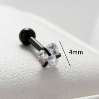 1 Piece Casual French Style Shiny Heart Shape Inlay 316 Stainless Steel  Zircon Cartilage Earrings main image 3