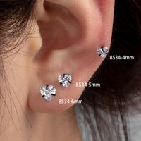 1 Piece Casual French Style Shiny Heart Shape Inlay 316 Stainless Steel  Zircon Cartilage Earrings main image 1