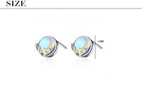 1 Pair Simple Style Classic Style Solid Color Inlay Copper Moonstone Ear Studs main image 4