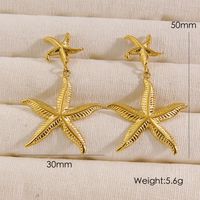 1 Pair Casual Sweet Starfish Inlay 304 Stainless Steel Zircon 18K Gold Plated Drop Earrings Ear Studs main image 2