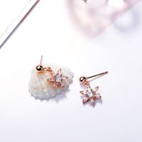 1 Pair Basic Snowflake Inlay Copper Zircon Drop Earrings main image 3