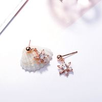 1 Paire De Base Flocon De Neige Incruster Le Cuivre Zircon Boucles D'oreilles main image 3