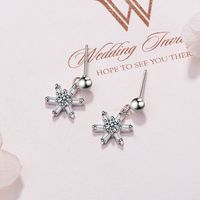 1 Pair Basic Snowflake Inlay Copper Zircon Drop Earrings main image 8