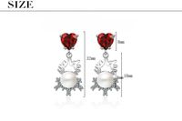 1 Pair Retro Heart Shape Inlay Copper Pearl Zircon Drop Earrings main image 2