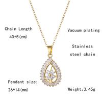 201 Stainless Steel Brass 18K Gold Plated Elegant Modern Style Classic Style Plating Inlay Four Leaf Clover Tree Water Droplets Zircon Pendant Necklace main image 2