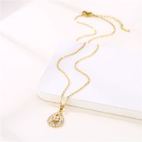 201 Stainless Steel Brass 18K Gold Plated Elegant Modern Style Classic Style Plating Inlay Four Leaf Clover Tree Water Droplets Zircon Pendant Necklace main image 3