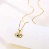 201 Stainless Steel Brass 18K Gold Plated IG Style Basic Classic Style Plating Inlay Devil's Eye Zircon Pendant Necklace main image 1