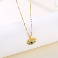 201 Stainless Steel Brass 18K Gold Plated IG Style Basic Classic Style Plating Inlay Devil's Eye Zircon Pendant Necklace main image 4