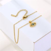 201 Stainless Steel Brass 18K Gold Plated IG Style Basic Classic Style Plating Inlay Devil's Eye Zircon Pendant Necklace main image 5