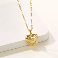 1 Piece Fashion Heart Shape Stainless Steel Brass Plating Inlay Zircon Pendant Necklace main image 3