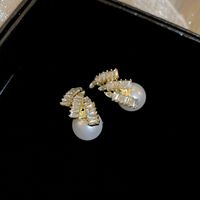 1 Paire Élégant Rétro Géométrique Incruster Alliage Perles Artificielles Strass Boucles D'Oreilles main image 4