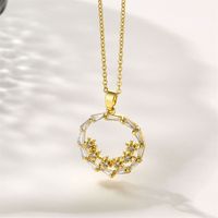 Shiny Circle 201 Stainless Steel Brass Plating Inlay Zircon 18K Gold Plated Women's Pendant Necklace main image 5