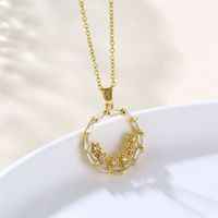 Shiny Circle 201 Stainless Steel Brass Plating Inlay Zircon 18K Gold Plated Women's Pendant Necklace main image 3