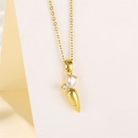 201 Stainless Steel Brass 18K Gold Plated Shiny Inlay Plating Carrot Zircon Pendant Necklace sku image 1