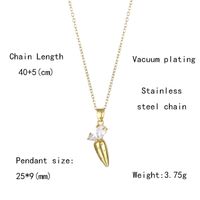 201 Stainless Steel Brass 18K Gold Plated Shiny Inlay Plating Carrot Zircon Pendant Necklace main image 2