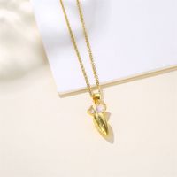201 Stainless Steel Brass 18K Gold Plated Shiny Inlay Plating Carrot Zircon Pendant Necklace main image 5