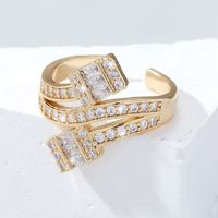 Wholesale Commute Shiny Geometric Copper Inlay Artificial Crystal Zircon Open Rings main image 3