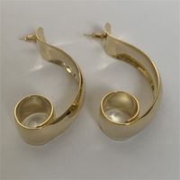 1 Pair Retro Exaggerated Oversized Solid Color Polishing Copper Gold Plated Silver Plated Drop Earrings sku image 1