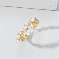 Großhandel IG-Stil Süss Pendeln Geometrisch Kupfer Inlay Künstliche Perlen Diamant Offener Ring main image 3