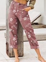 Women's Daily Vintage Style Flower Full Length Casual Pants Straight Pants main image 4