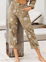 Femmes Du Quotidien Style Vintage Fleur Toute La Longueur Pantalons Décontractés Pantalon Droit main image 3