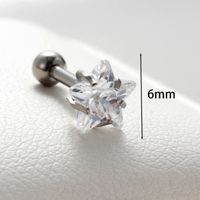 1 Piece Casual French Style Shiny Pentagram Inlay 316 Stainless Steel  Zircon Cartilage Earrings main image 4