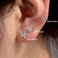 1 Piece Casual French Style Shiny Pentagram Inlay 316 Stainless Steel  Zircon Cartilage Earrings main image 1