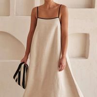 Women's Swing Dress Simple Style Boat Neck Sleeveless Solid Color Maxi Long Dress Daily main image 5