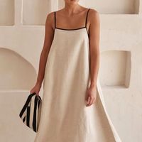 Women's Swing Dress Simple Style Boat Neck Sleeveless Solid Color Maxi Long Dress Daily main image 4