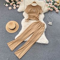 Daily Women's Simple Style Solid Color Polyester Pants Sets Pants Sets main image 4
