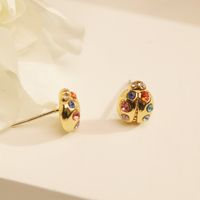 IG Style Lady Modern Style Beetles Copper Inlay Zircon Ear Studs 1 Pair main image 1