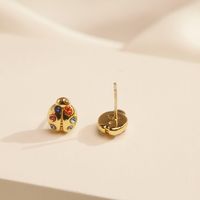 IG Style Lady Modern Style Beetles Copper Inlay Zircon Ear Studs 1 Pair main image 5