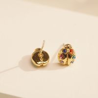 IG Style Lady Modern Style Beetles Copper Inlay Zircon Ear Studs 1 Pair main image 4