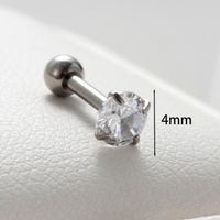 1 Piece Casual Simple Style Round Inlay 316 Stainless Steel  Zircon Ear Studs main image 4