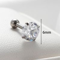 1 Piece Casual Simple Style Round Inlay 316 Stainless Steel  Zircon Ear Studs main image 3