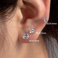 1 Piece Casual Simple Style Round Inlay 316 Stainless Steel  Zircon Ear Studs main image 1
