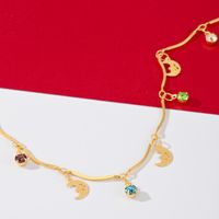 Vacation Beach Classic Style Moon 18K Gold Plated Rhinestones Copper Wholesale Anklet main image 5
