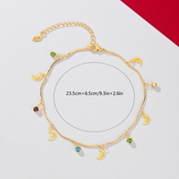 Vacation Beach Classic Style Moon 18K Gold Plated Rhinestones Copper Wholesale Anklet main image 2