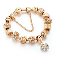 Simple Style Classic Style Solid Color Alloy Inlay Rhinestones Gold Plated Women's Bracelets sku image 1