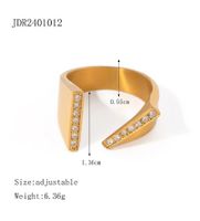 Edelstahl 304 18 Karat Vergoldet IG-Stil Einfacher Stil Asymmetrisch Inlay Geometrisch Zirkon Offener Ring main image 2