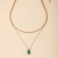 Wholesale Jewelry Simple Style Classic Style Solid Color Alloy Glass Inlay Layered Necklaces main image 3